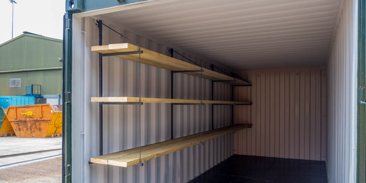 Shipping Container with 3 tier racking